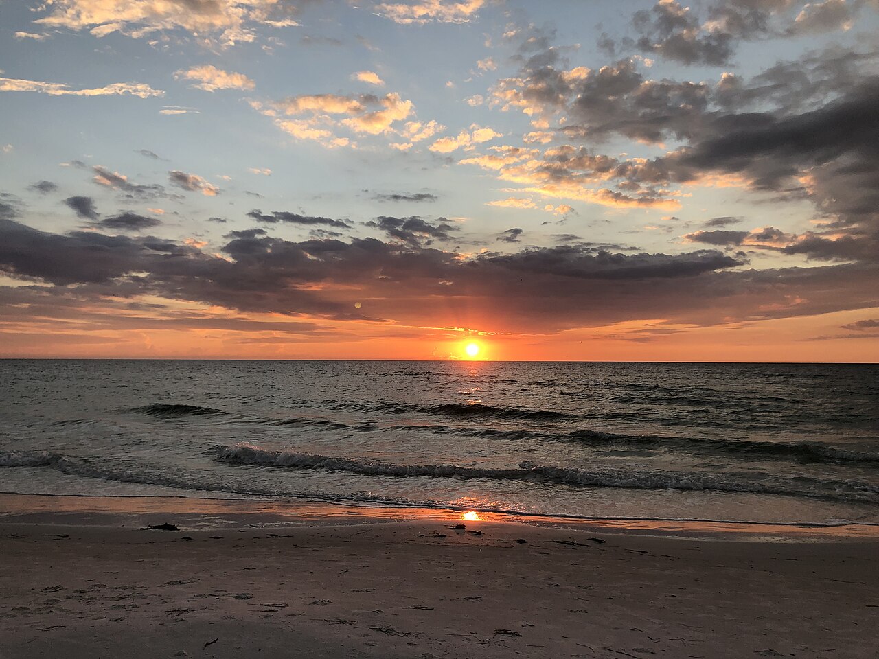 Sunset over the Gulf of Mexico at Clearwater Beach
