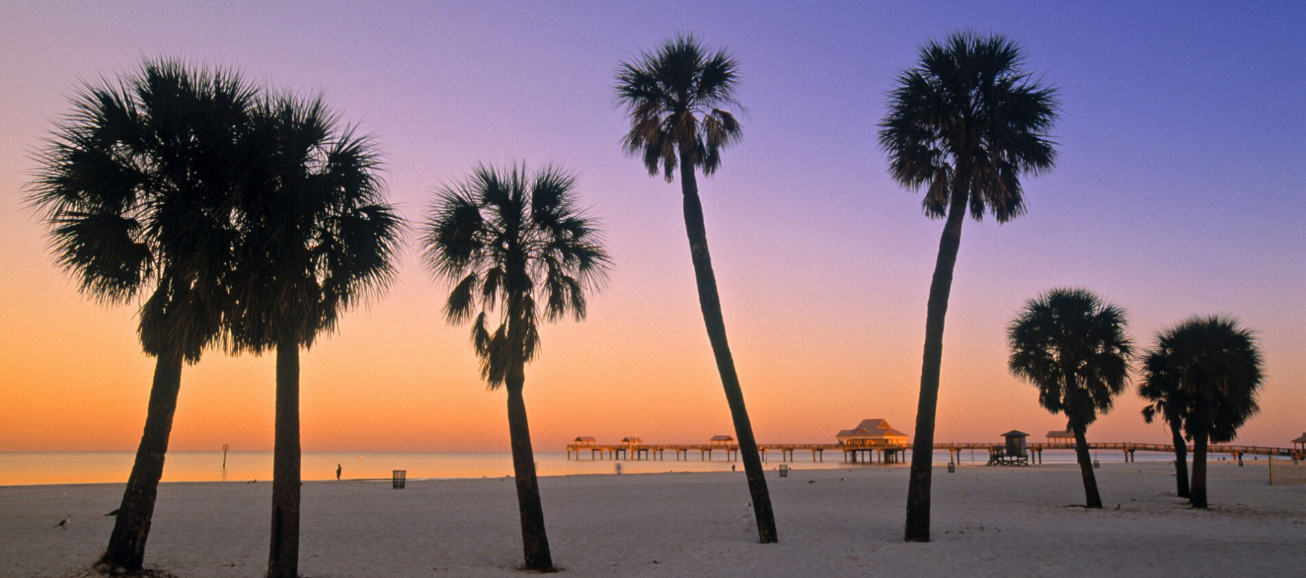 Local view of Clearwater Beach at golden hour on the Gulf of Mexico
